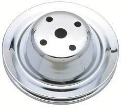 Trans-Dapt Performance - Trans-Dapt 9604 Water Pump Pulley 1 Groove 69-85 Chevy 283-350 Long Chrome - Image 1