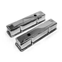 Speedmaster - Speedmaster PCE314.1002.01 Chrome Steel Valve Covers Tall w/Hole for Chevy SBC - Image 1