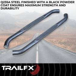 TrailFX - TrailFX A0027T Nerf Bar 3" Black Textured Round Bent w/Step Pads Rocker Mount - Image 2
