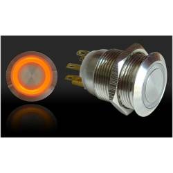 Autoloc - Autoloc AUTSW42O 19mm Momentary Billet Button w/LED Orange Ring - Image 1
