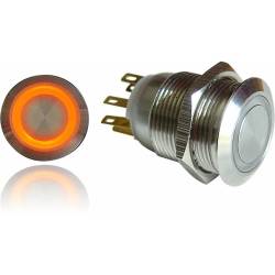 Autoloc - Autoloc AUTSW43O 19mm Latching Billet Button w/LED Orange Ring - Image 1