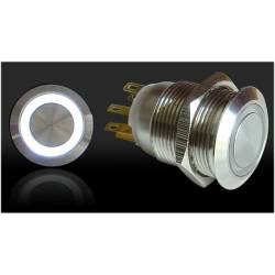 Autoloc - Autoloc AUTSW42W 19mm Momentary Billet Button w/LED White Ring - Image 1