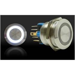Autoloc - Autoloc AUTSW47W 22mm Momentary Billet Button w/LED White Ring - Image 1
