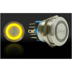 Autoloc - Autoloc AUTSW47Y 22mm Momentary Billet Button w/LED Yellow Ring - Image 1