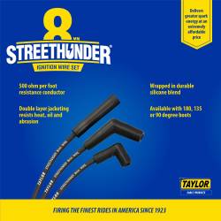Taylor Cable - Taylor Cable 50051 8mm StreeThunder Spark Plug Wire Set 90-DEG Black Universal - Image 3