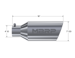 MBRP Exhaust - MBRP Exhaust T5126 T304 SS 4" In Single Wall Rolled Angle Cut 7" Outlet Tip - Image 2
