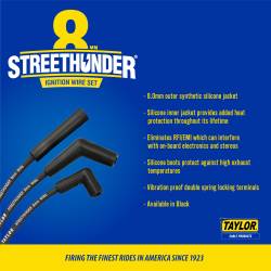 Taylor Cable - Taylor Cable 50053 8mm StreeThunder Spark Plug Wire Set 135-DEG Black Universal - Image 4