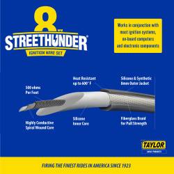 Taylor Cable - Taylor Cable 50053 8mm StreeThunder Spark Plug Wire Set 135-DEG Black Universal - Image 5