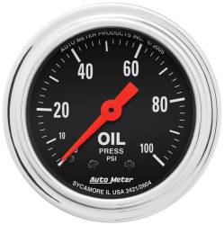 AutoMeter - AutoMeter 2421 Traditional Chrome Mech Oil Pressure Gauge 0-100PSI 2-1/16" - Image 1