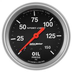 AutoMeter - AutoMeter 3423 Sport-Comp Oil Pressure Mechanical Gauge 0-150 PSI 2-5/8" - Image 1