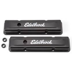 Edelbrock - Edelbrock 4443 Sig-Series Valve Covers Black Low Profile for 59-86 Chevy 262-400 - Image 1