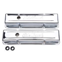 Edelbrock - Edelbrock 4649 Sig-Series Valve Covers Chrome Tall Profile Chevy 262-400 '59-'86 - Image 1