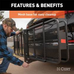 CURT - CURT 18151 60" x 20" Black Steel Basket Cargo Carrier Folding 2" Shank 500 lbs - Image 4