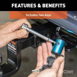 CURT - CURT 23506 1/2" Hitch Lock 5/8" Adapter 1.25" Or 2" Receiver Right-Angle Chrome - Image 4