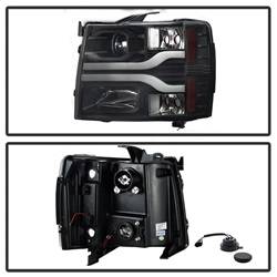 Spyder Auto - Spyder Auto 5083609 Black/Clear Light Bar Headlights for 07-13 Silverado 1500 - Image 2