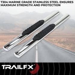 TrailFX - TrailFX A1530S 4" Oval Straight Nerf Bar Polished SS Rocker Panel Mount - Image 2
