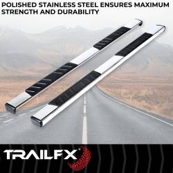TrailFX - TrailFX A4017S 4" Trapezoid Nerf Bar Side Steps Polished Stainless Rocker Mount - Image 2