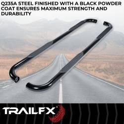 TrailFX - TrailFX A0033B Nerf Bar 3" Black Powder Round Bent w/Step Pads Rocker Mount - Image 2