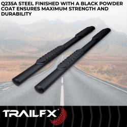 TrailFX - TrailFX A1557T 4" Oval Nerf Bar Side Steps Black Steel Rocker Panel Mount - Image 2