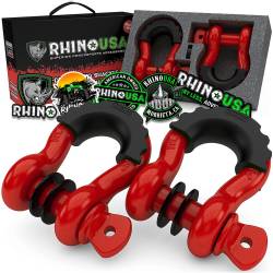 Rhino USA - Rhino USA RNO-RED-SHACKLES 3/4" D-Ring Shackle Set 2Pc Red - Image 1