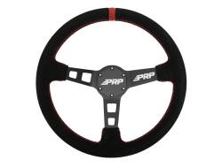 PRP - PRP G142 Deep Dish Steering Wheel Suede Grip Red 13"x3" Matte Black - Image 1