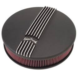 Edelbrock - Edelbrock 41173 Classic Blk Round Cast Air Cleaner Single 4-Bbl Carb 3" Element - Image 1