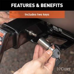 CURT - CURT 23517 1/2" Hitch Lock w/5/8" Adapter 1.25" Or 2" Receiver Barbell Stainless - Image 3