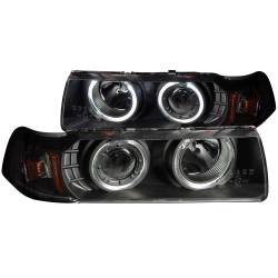 Anzo USA - Anzo USA 121325 Projector Headlight Set w/LED Halo Black for 92-98 BMW 3-Series - Image 1
