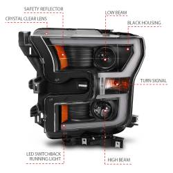 Anzo USA - Anzo USA Switchback Style Projector Headlight Set Black Ford F150 111357 - Image 4