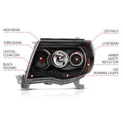 Anzo USA - Anzo USA Projector Headlight Set w/CCFL Halo Black for Tacoma 121282 - Image 4