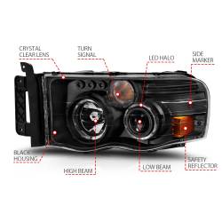 Anzo USA - Anzo USA 111490 Projector Headlight Set w/Halo forRam 1500/2500/3500 - Image 4