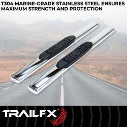 TrailFX - TrailFX A7036S 5" Oval Straight Side Bars Polished Steel Rocker Panel Mount - Image 2
