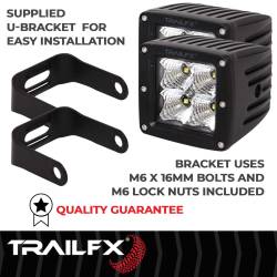 TrailFX - TrailFx 2X2CFPR 3" Fog Light 20W 90DEG Flood 1920LM Black w/Harness & Mount - Image 2