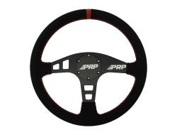PRP - PRP G162 Flat Steering Wheel Suede Grip Red 13"x3" Matte Black - Image 1