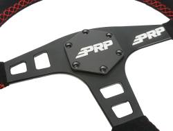 PRP - PRP G162 Flat Steering Wheel Suede Grip Red 13"x3" Matte Black - Image 2