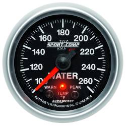 AutoMeter - AutoMeter 3654 Sport-Comp PC Water Temperature Gauge 100-260-DEG F 2-1/16" - Image 1