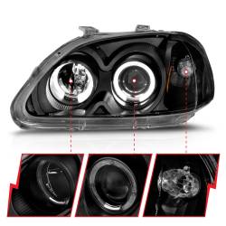 Anzo USA - Anzo 121068 Projector Headlight Set w/LED Halo Black for 96-98 Honda Civic - Image 3