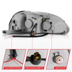 Anzo USA - Anzo 121068 Projector Headlight Set w/LED Halo Black for 96-98 Honda Civic - Image 5
