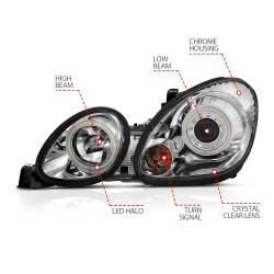 Anzo USA - Anzo USA Projector Headlight Set w/CCFL Halo Chrome for GS 121143 - Image 4