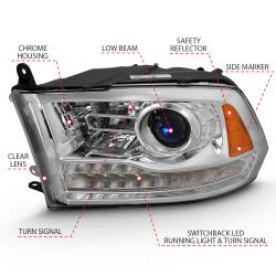 Anzo USA - Anzo USA 111440 Projector Headlight Set w/Halo for Dodge RAM 09-18 - Image 2