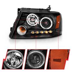 Anzo USA - Anzo USA Projector Headlight Set w/LED Halo Black Ford F150 111204 - Image 3