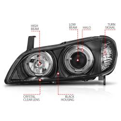 Anzo USA - Anzo USA 121077 Projector Headlight Set w/LED Halo Black for I30/I35 - Image 4