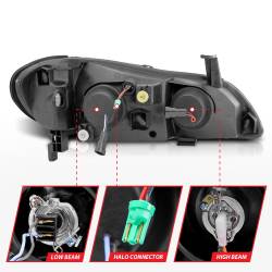 Anzo USA - Anzo USA 121077 Projector Headlight Set w/LED Halo Black for I30/I35 - Image 5