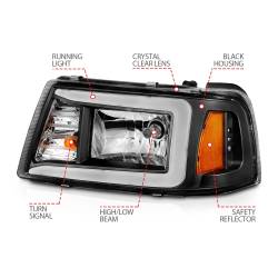 Anzo USA - Anzo USA 111511 Crystal Plank Style Headlights Black for 01-11 Ford Ranger - Image 4