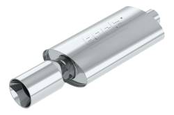 Borla - Borla 40057 Boomers Muffler 2.25" Inlet/One 4" Round Tip 4.25" x 7.88" Oval - Image 1