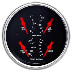 AutoMeter - AutoMeter 1412 Designer Blk Quad Gauge 100 PSI/100-250F/8-18V/240-33Ohm 3-3/8" - Image 1