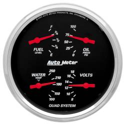 AutoMeter - AutoMeter 1410 Designer Black Quad Gauge Fuel/Oil/Water/Volt 5" - Image 1