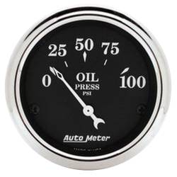AutoMeter - AutoMeter 1727 Old Tyme Black Air-Core Oil Pressure Gauge 0-100PSI 2-1/16" - Image 1