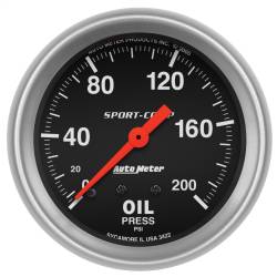 AutoMeter - AutoMeter 3422 Sport-Comp Oil Pressure Mechanical Gauge 0-200 PSI 2-5/8" - Image 1