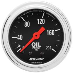 AutoMeter - AutoMeter 2422 Traditional Chrome Mech Oil Pressure Gauge 0-200PSI 2-1/16" - Image 1